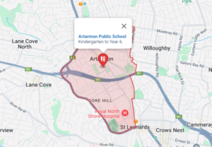 Artarmon Pubic School Catchment Area